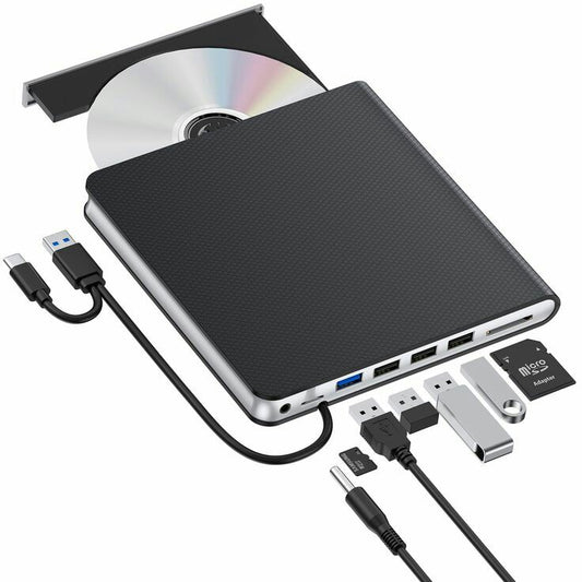 USB CD/DVD Drive – Portable Optical Disc Reader/Writer, Plug & Play